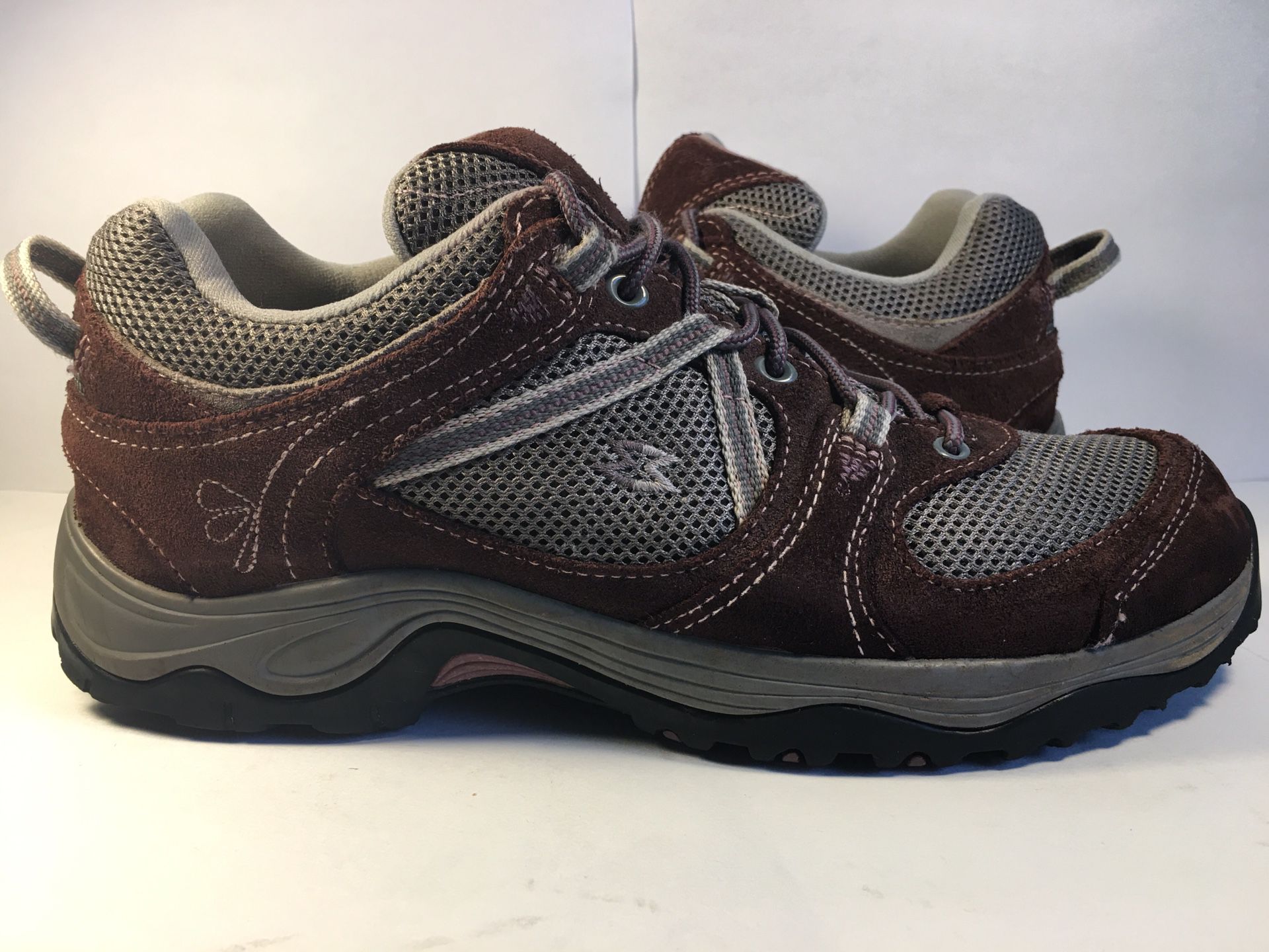 Garmont Backpacking-Hiking-Trail Shoes Womens Size 9M Maroon-Silver Suede-Mesh