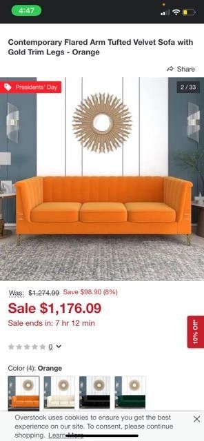 Brand New In The Boxes Orange 3 Seater Sofa Couch Living room Furniture Office Bedroom