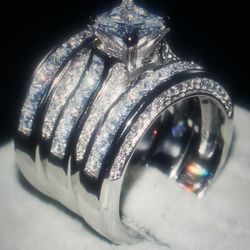 Princess Cut White Gold Filled Engagement Ring Sets 