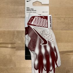Oklahoma Sooners Nike Alpha Elite Batting Gloves Size Large NEW