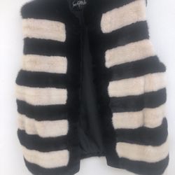 Pre-owned Two-Toned Female Mink Fur Vest - Black And White