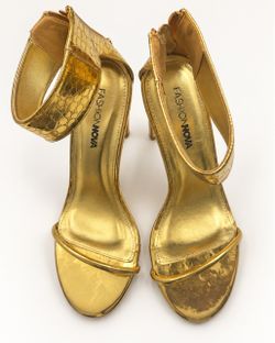 Fashion Nova Gold Strappy Heeled Sandals
