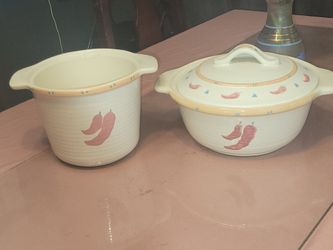 SET OF TAOS TREASURE CRAFT CASSAROLE DISH & TAUREEN