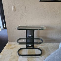 Black Metal And Glass Tv Stand
