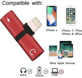 Lightning Splitter Adapter for iPhone XS max/Xr/XS/X/8/8Plus/7/7Plus, 2-in-1 Apple Lightning Headphone Audio & Charge Adapter, Compatible Music Contr