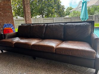 Brown leather 4 seat couch refurbished to like new