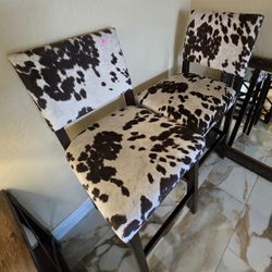 Rustic Cow Print Hyde 2 Bar Stools
