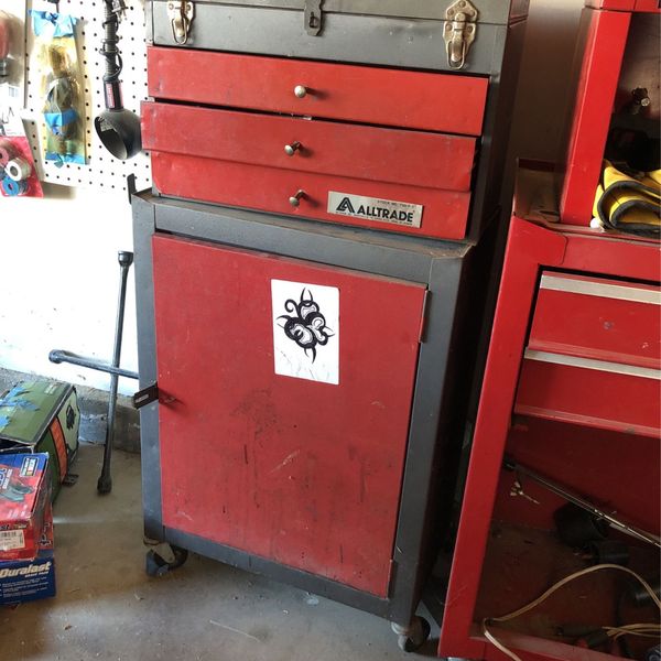 Vintage Alltrade Metal Tool Chest Box Case Rolling Cart for Sale in