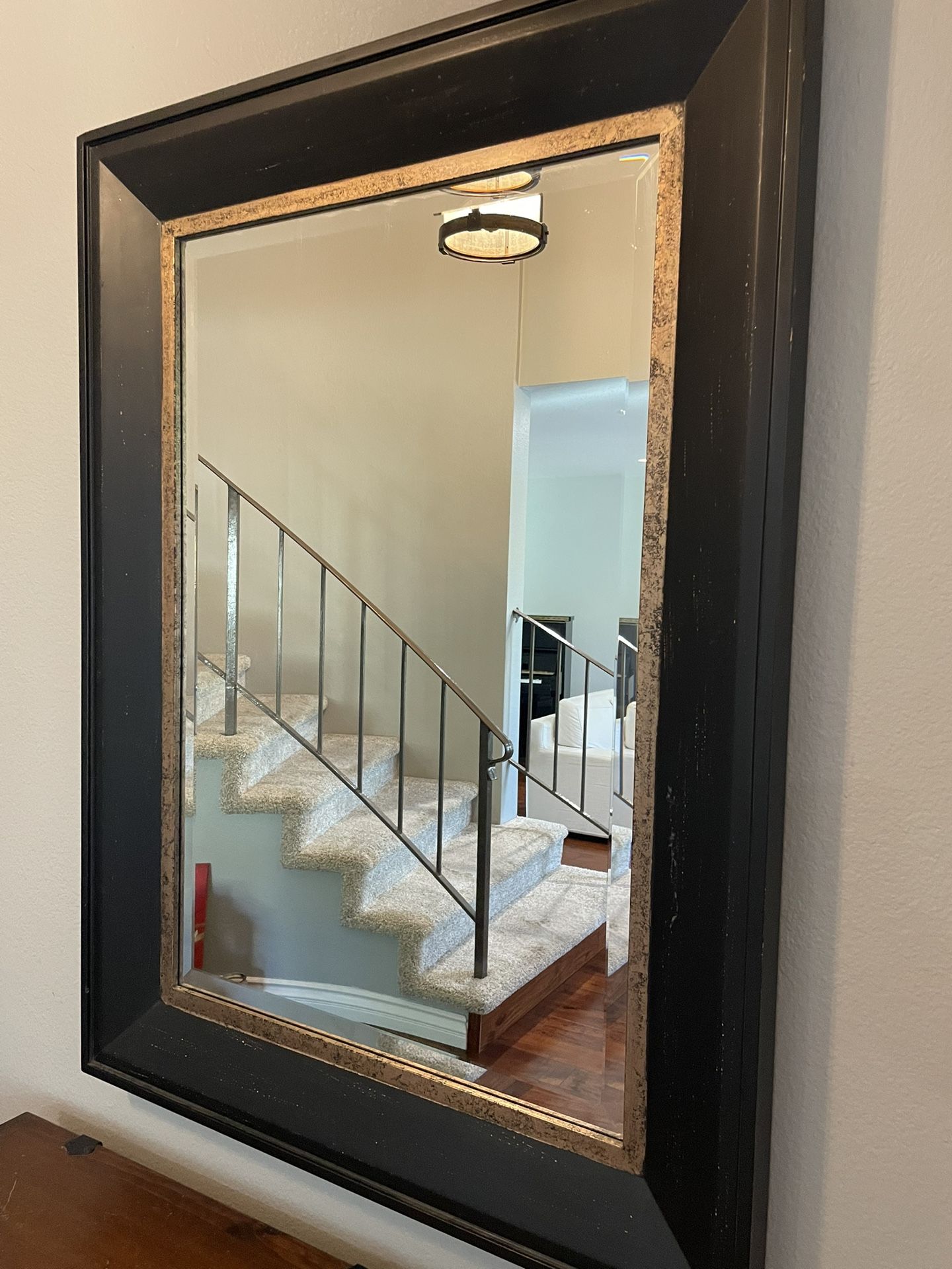 The Bombay Co., Beautiful Modern Rustic Wood Beveled Wall Mirror