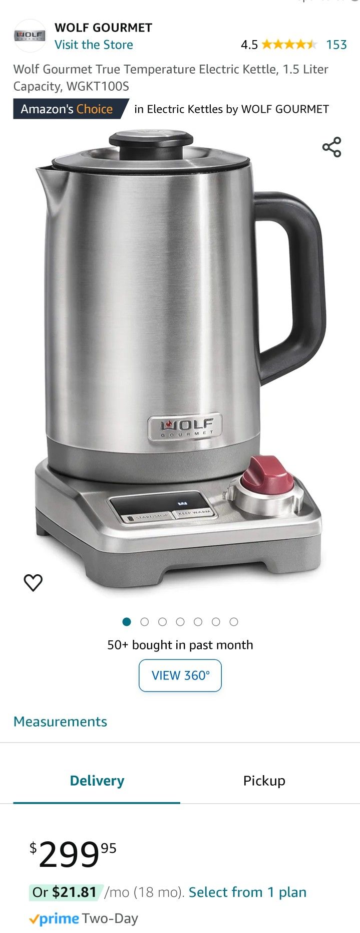 Wolf Gourmet True Temperature Electric Kettle
Retail $299.95 For 175.00 Obo
