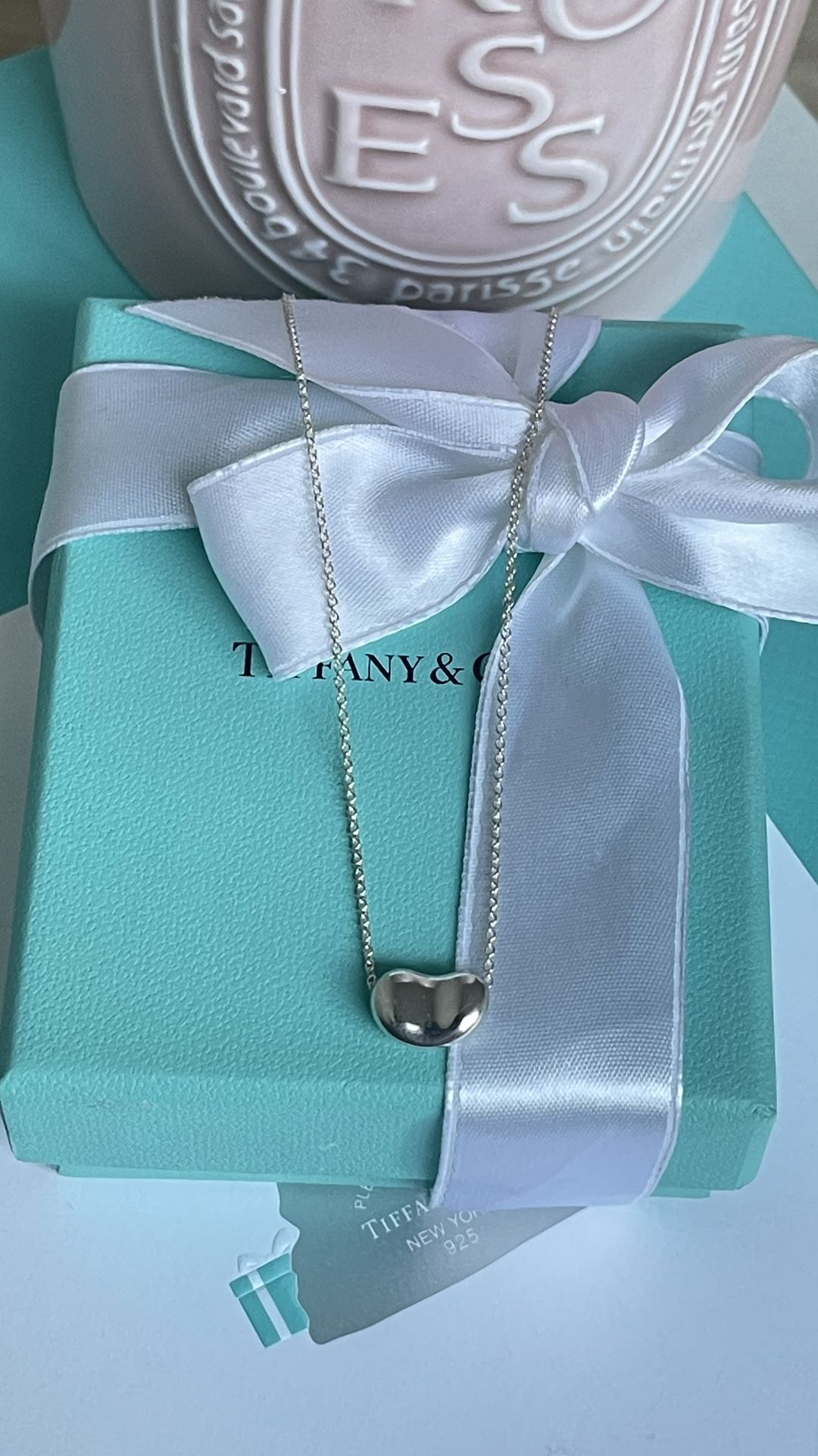 Tiffany & Co. Elsa Peretti Bean Pendant Silver 12mm 18” NEW $400