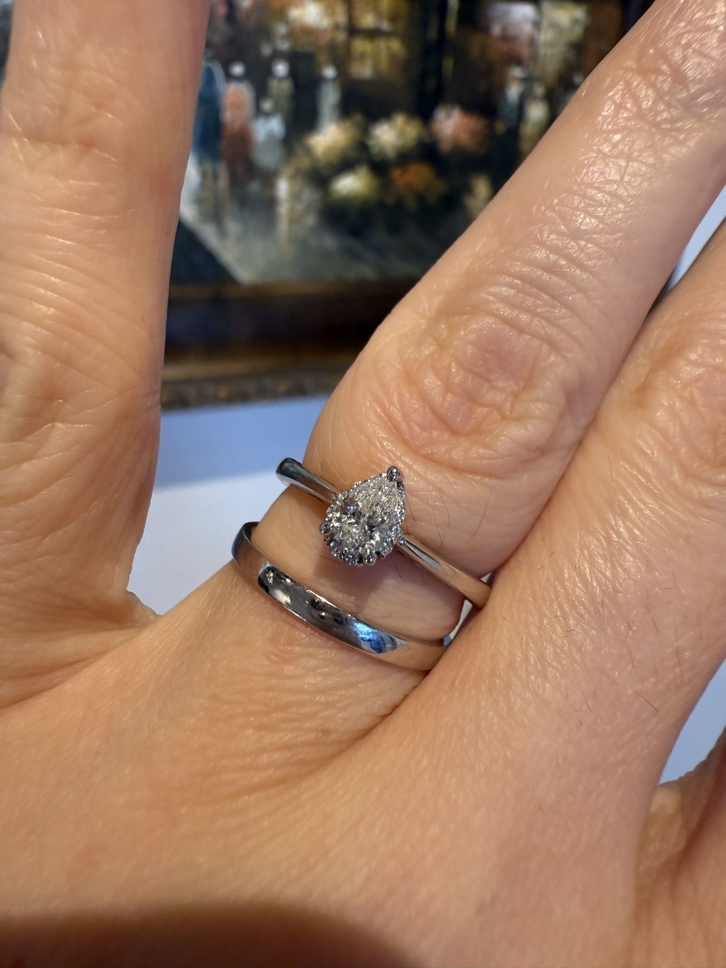 14K White Gold Natural Diamonds Engagement Wedding Ring