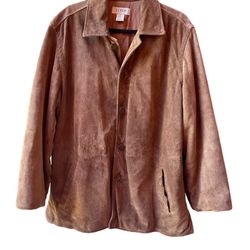 Vtg J Crew Bomber Jacket Coat Mens Brown Suede Leather  Sz: M