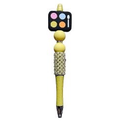Makeup Mini Palette Custom Bling Beaded Ballpoint Twist Pen Topper Black