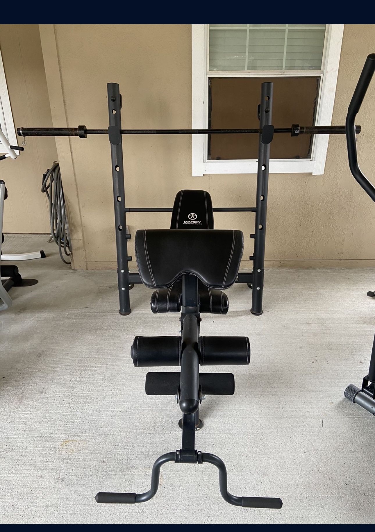 Marcy Adjustable Bench Press & 45Lb Olympic Barbell $200