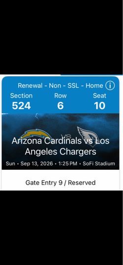 Arizona Cardinals vs LA Chargers NFL Ticket