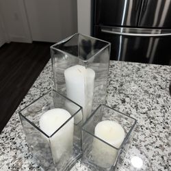 3 Piece Tiered Glass Vases 