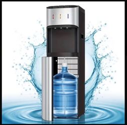 Manastin Bottom Water Dispenser, 3 Temperatures (Hot, Cold and Room Temperature) with Safety Lock, LED Lights and Empty Bottle Alert, Black