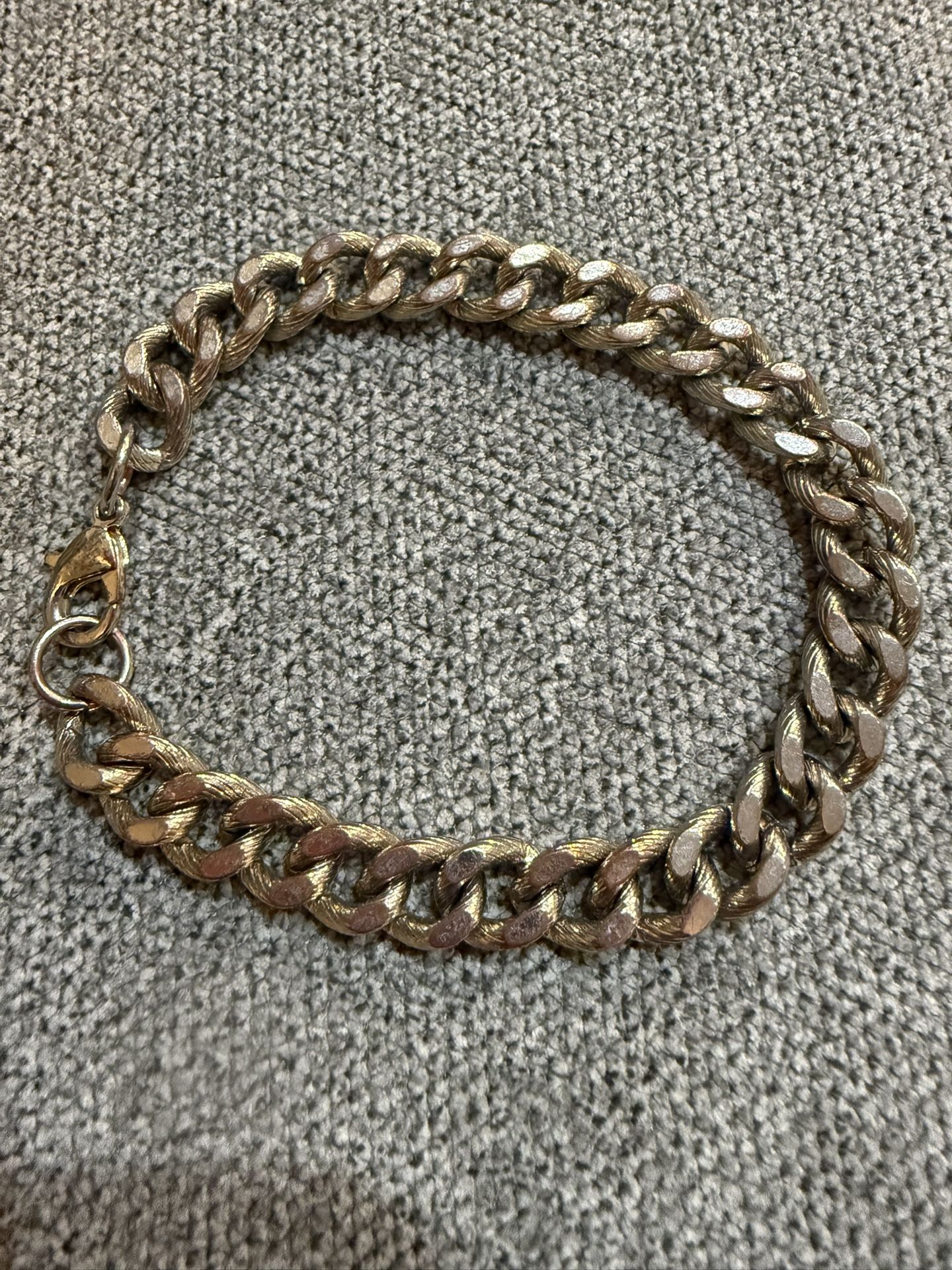 Men’s Cuban Link Chain Bracelet – Textured Gold-Tone – 8.5”