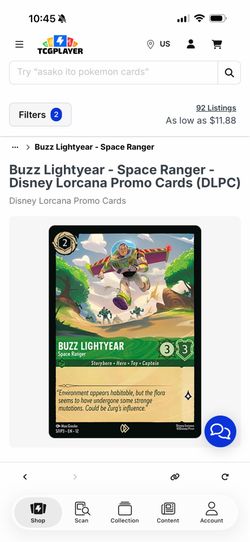 Lorcana Buzz lightyear space ranger promo card