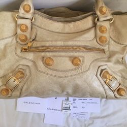 Balenciaga City Mini Gold/Beige Cross Body Bag