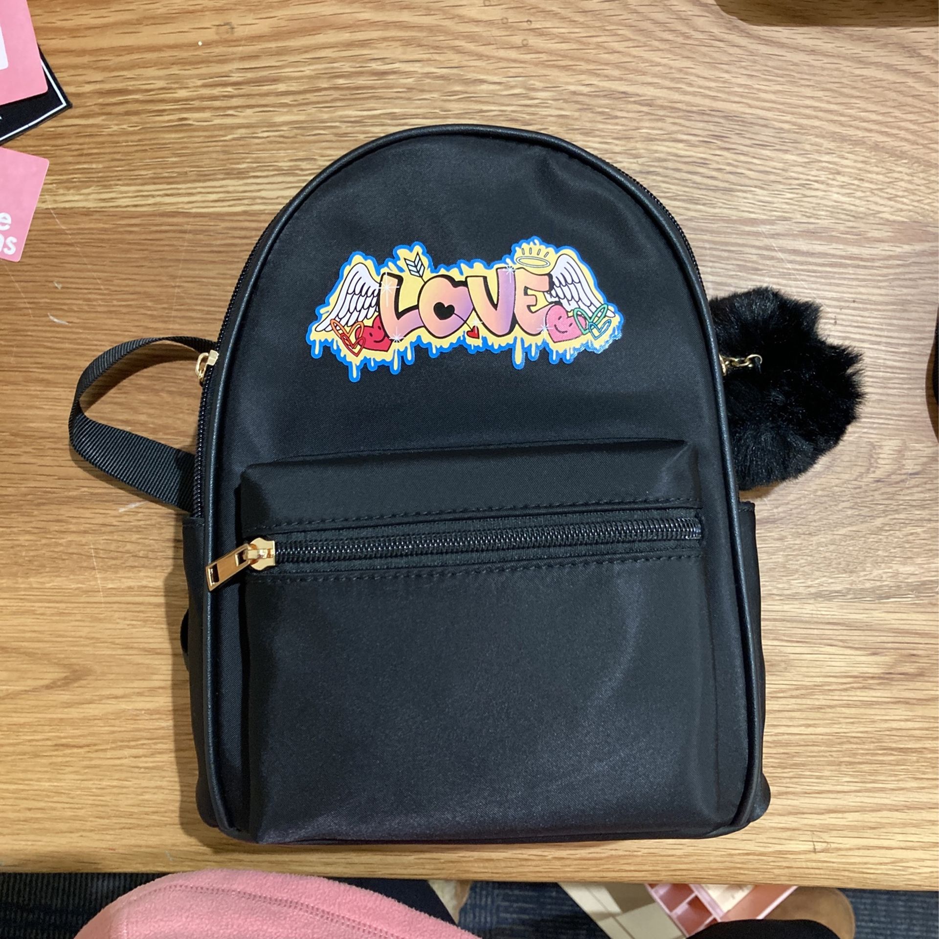 Super Cute Small Black Love Backpack