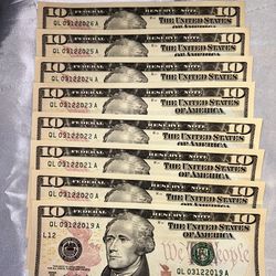 Rare bank notes $10 bills