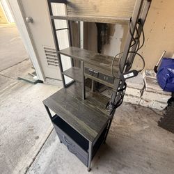 Bedside Table / Nightstand with Drawers, Shelves & Built-In Charger