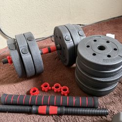 Adjustable Dumbell Set - Up to ~44 lbs (With barbell option) 