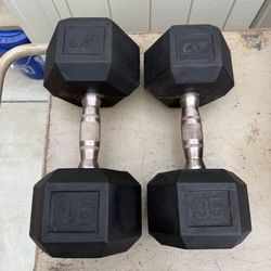 CAP Barbell Rubber-Coated Hex Dumbbells, Set of 35 / 45 lb