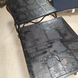 Iron Tables With Marble Top.