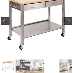 Seville Classics Home Work Island Table With Extra Shelf