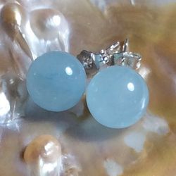 Natural Light Blue Jade Gemstone Earrings SG-0001