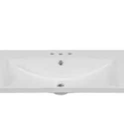 Flynama 36 in. Undermount Rectangular Bathroom Sink With anti-overflow and 3-Faucet Holes in White