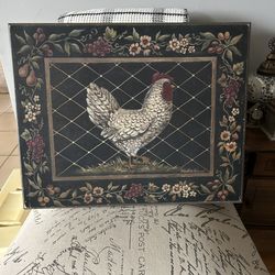 Rooster Chicken Country Folk Art Print Signed Kimberly Poloson Framed Art 20x16