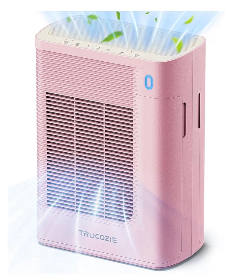 Trucozie Air Purifier for Home Large Room Bedroom Up to 1937 Ft² in 1 Hr With Double sided Air Inlet Air Quality and Light Sensors HEPA Sleep Mode f