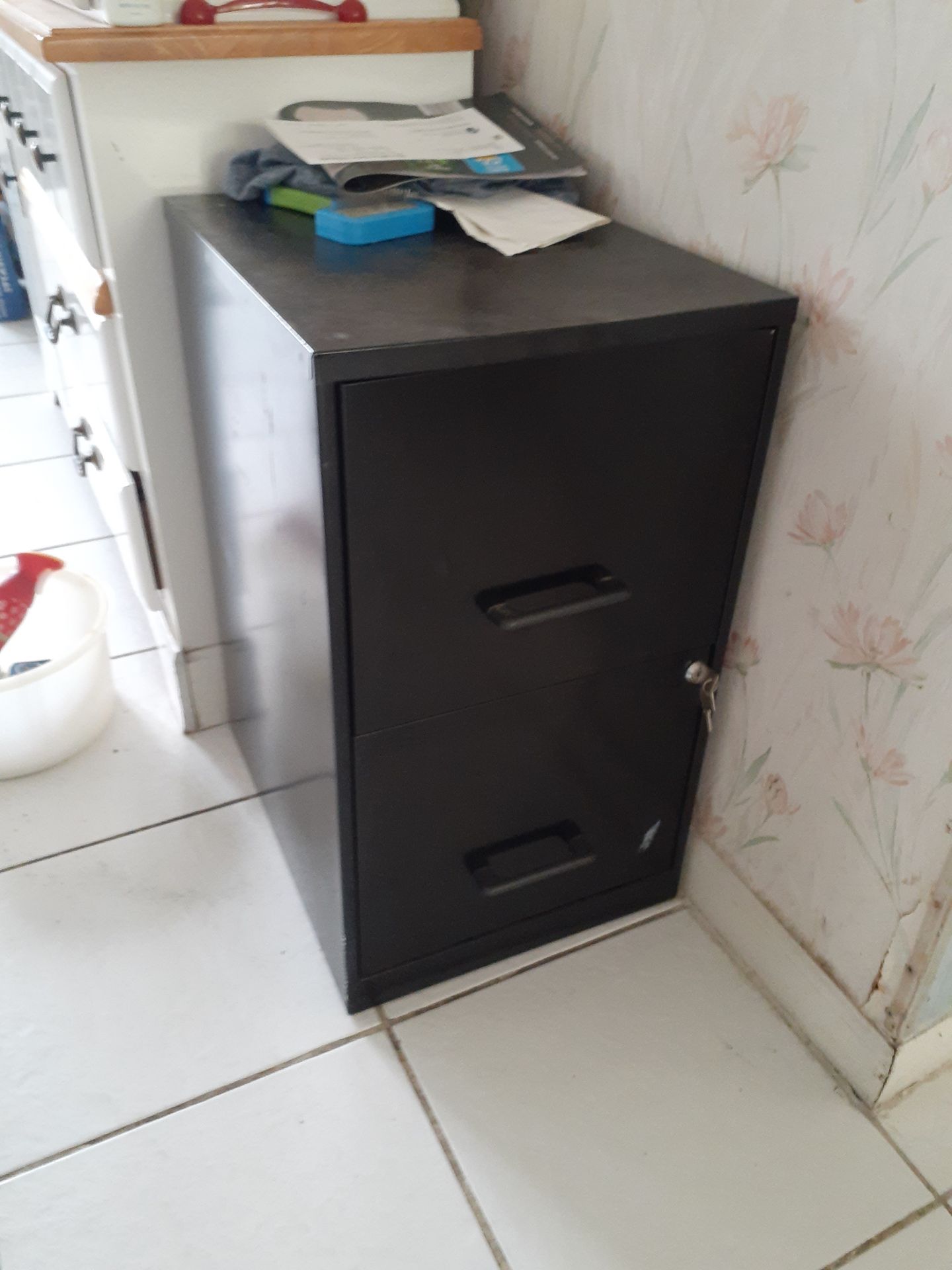 Two door filing cabinet with key