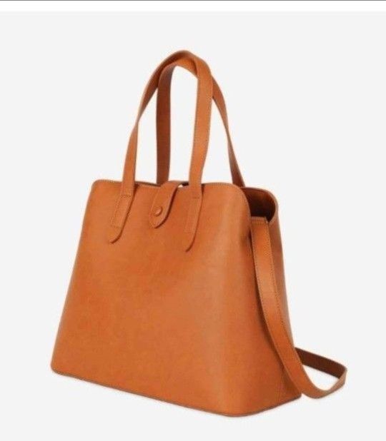 NEW! FAWN DESIGN Satchel Purse, Brown Faux Leather 15"x7"x12", 2 lbs. 10 oz., 47" adjustable strap