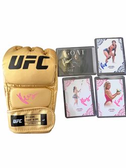 Autographed Ailin Perez UFC glove and 4 Autographed cards