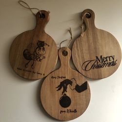 Trio Of Engraved Mini Cutting Boards For The Holiday
