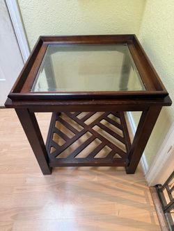 End table with glass top