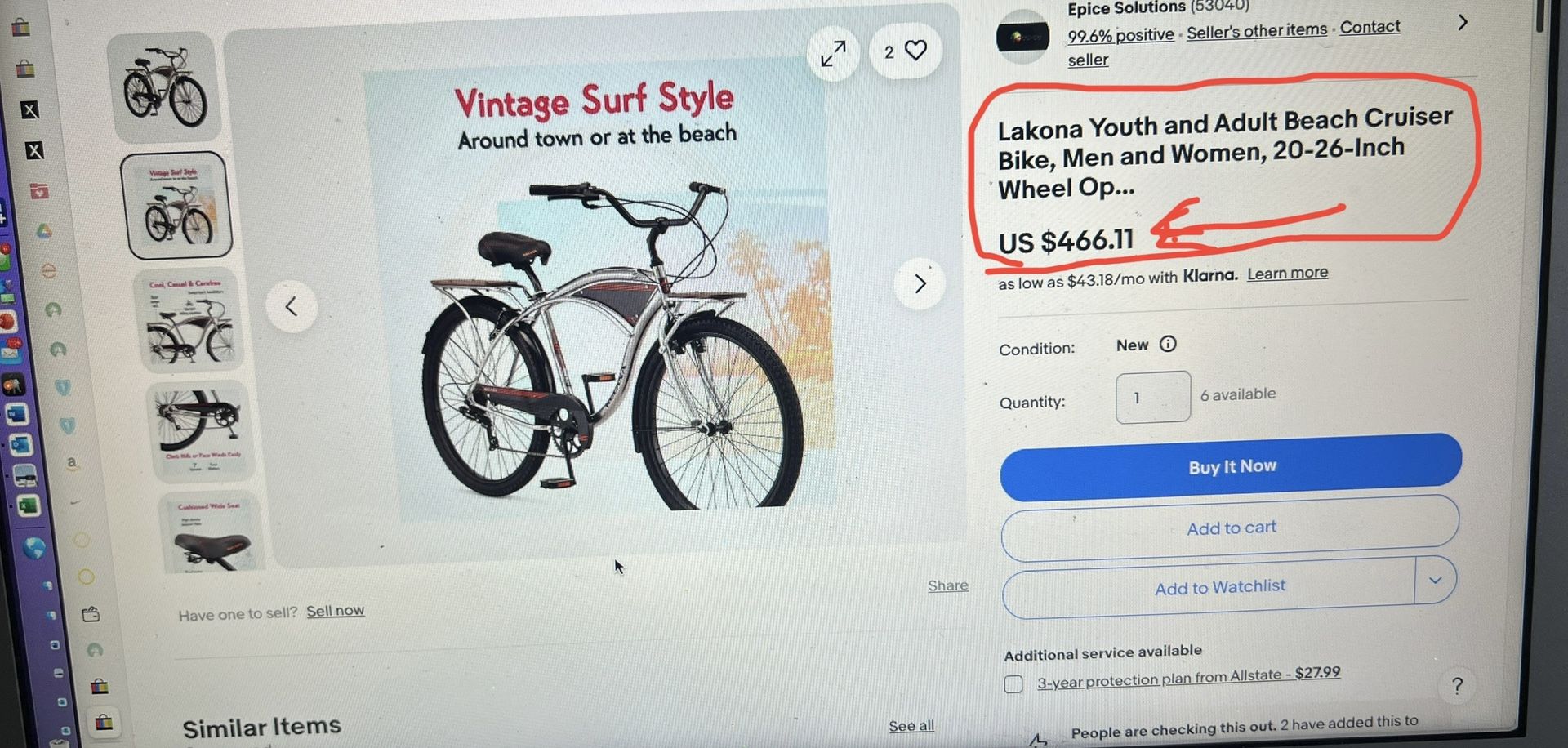 Brand New - Lakona Youth and Adult Beach Cruiser Bike, Men and Women, 20-26-Inch Wheel (No low ball bidder)