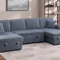 Corduroy Sectional Sleeper Sofa Pullout Bed With Storage