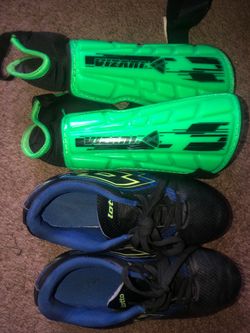 Soccer cleats and shin guards