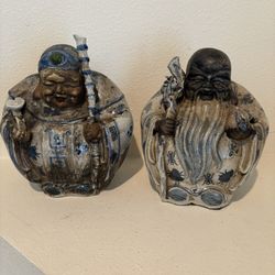 Vintage Asian Ceramic Figurines 10” tall