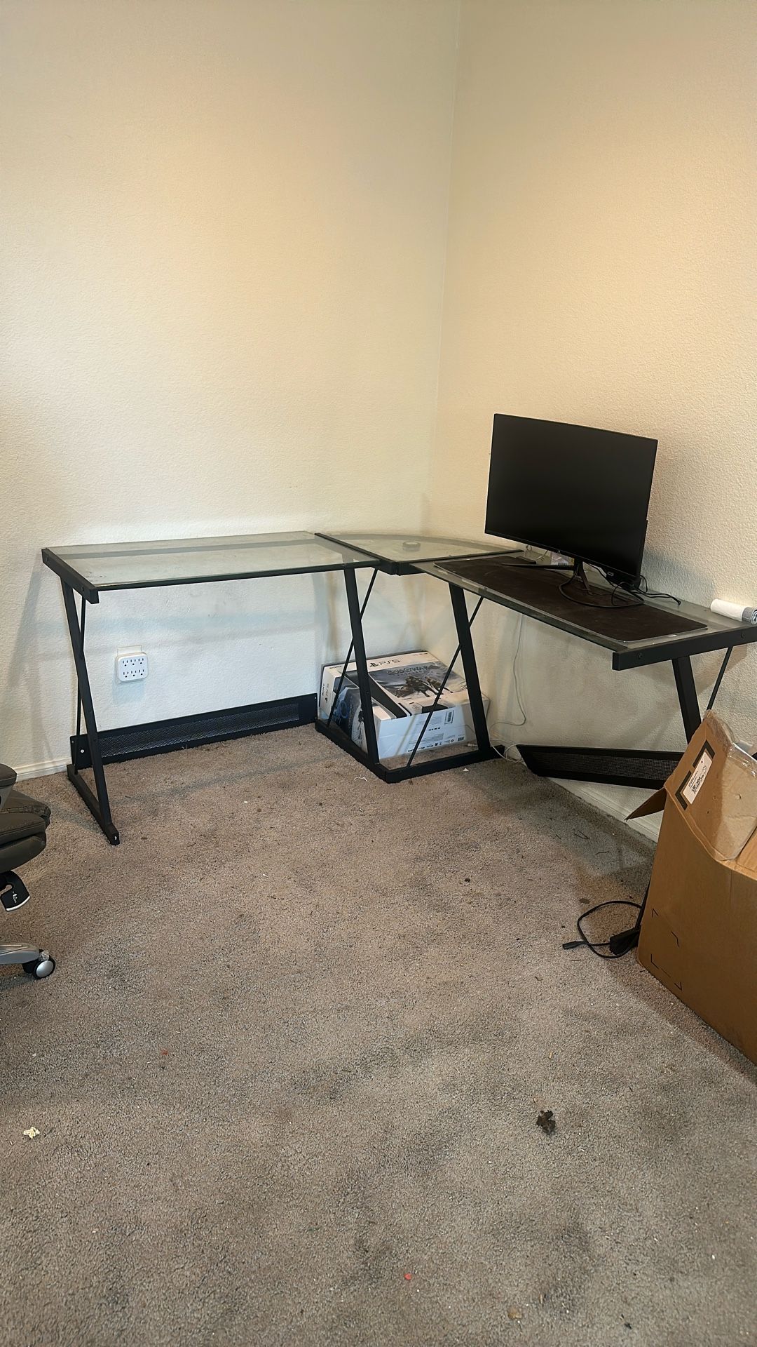 Glass L Shaped Desk