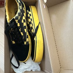 Yellow Check board Old School Vans 