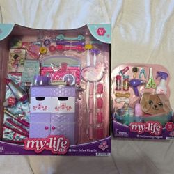 New Christmas My Life As Doll Bundle Hair Salon Play Set  And Pet Grooming Play Set For 18 Inch Dolls Our Generation American Girl OG AG 