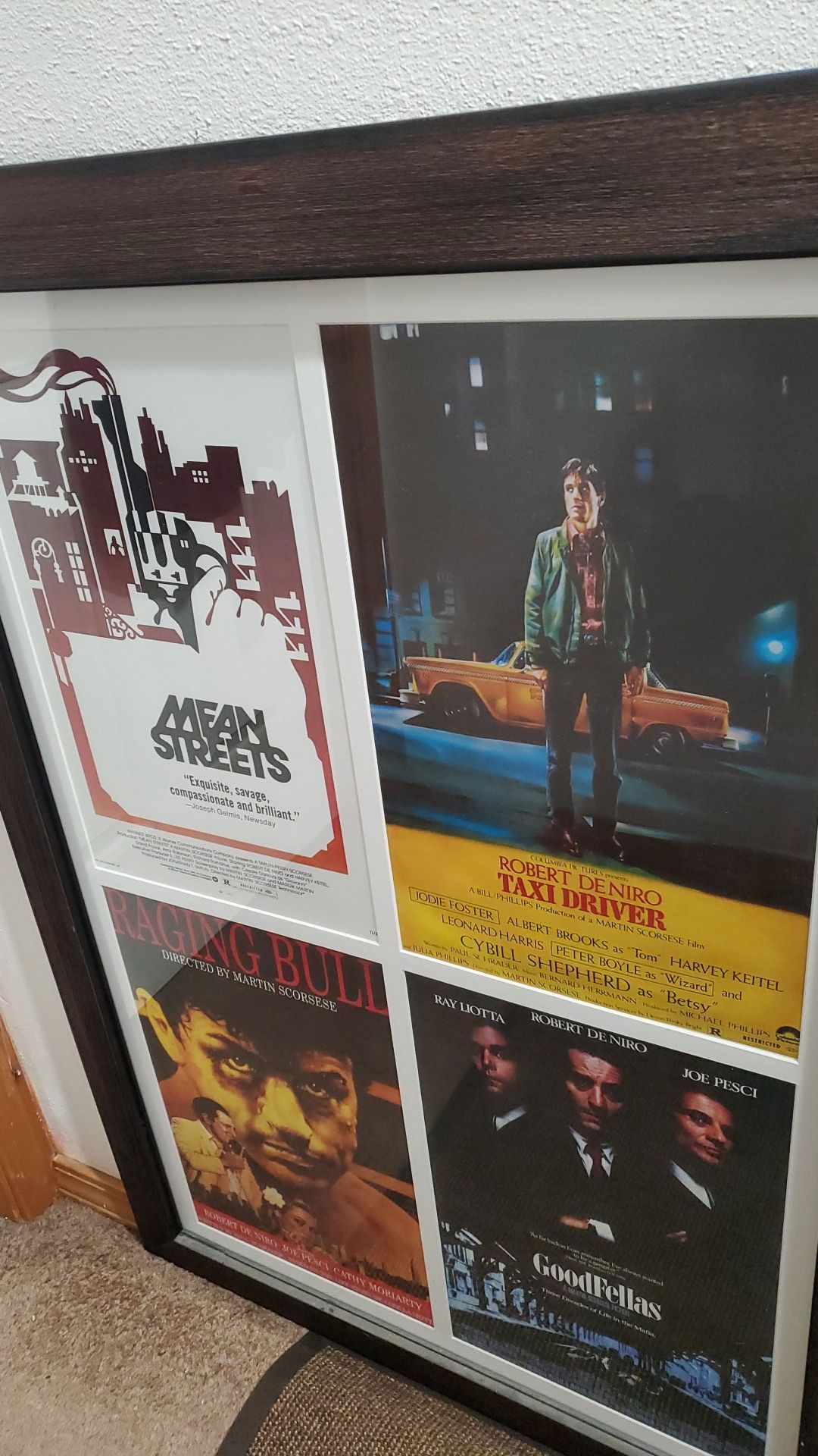 deniro/ Scorsese 4 film poster set, matted and framed, 17x11 movie posters 4 in 1, approx 38x26