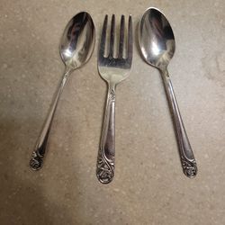 Baby Sterling Silver Spoons And Fork Set. Weight Is 39.7 Grams 